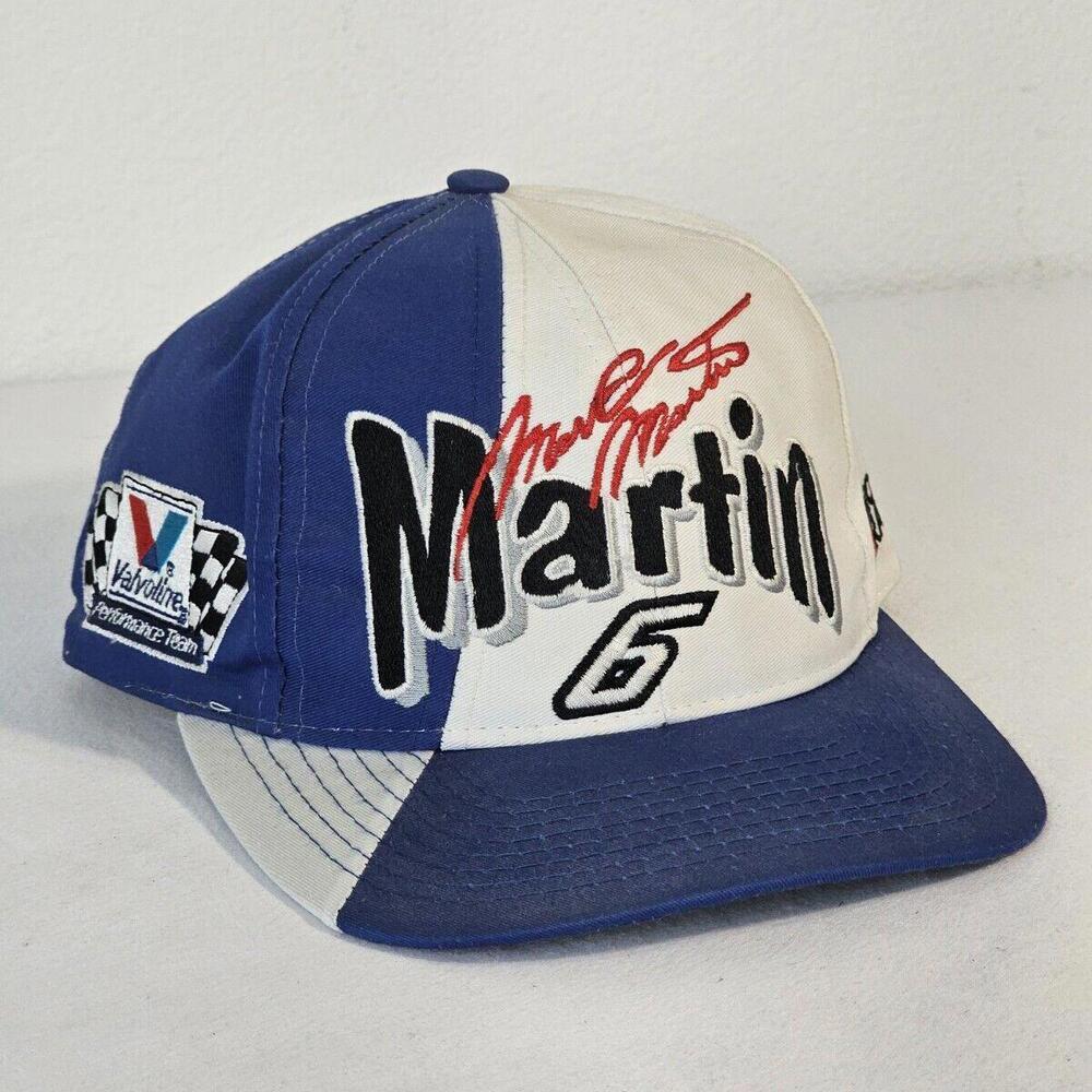 VINTAGE AJD MARK MARTIN #6 VALVOLINE ROUSH RACING CAR NASCAR SIGNATURE HAT - Picture 1 of 7